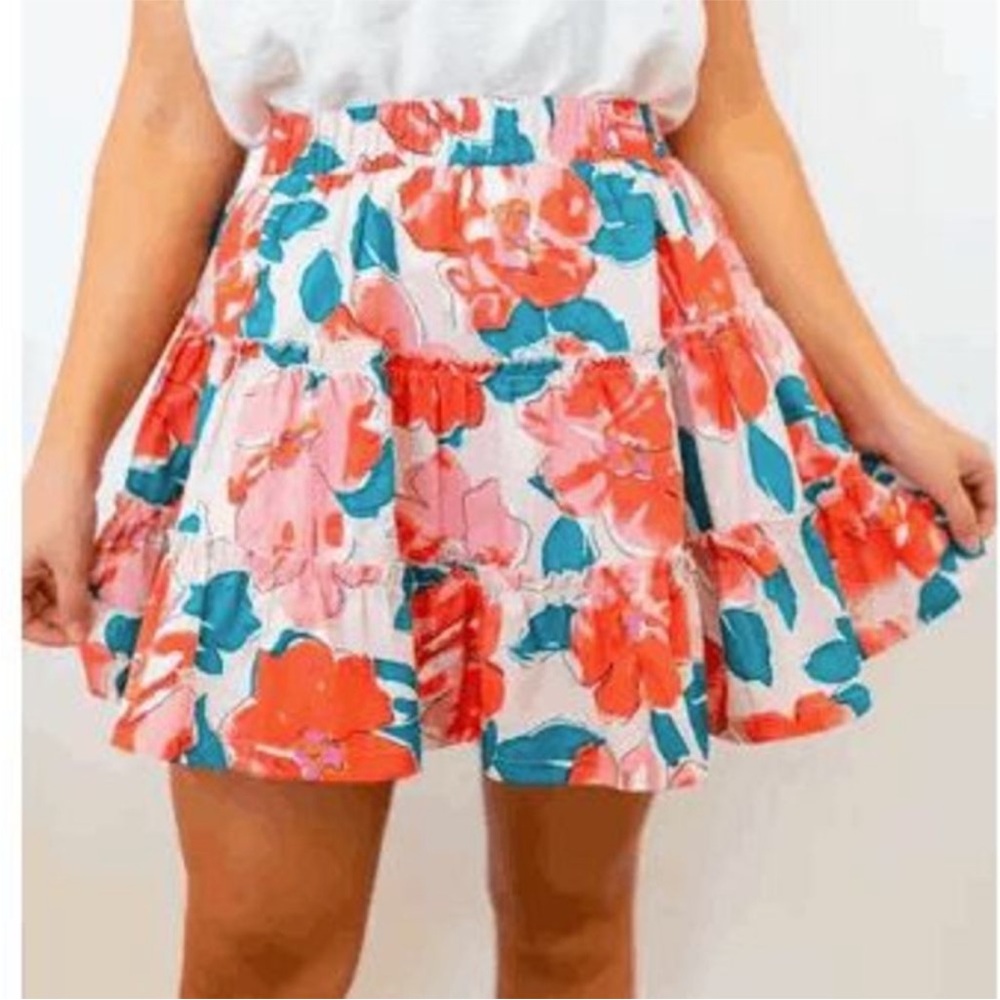 &Merci NWT RUFFLE TIER FLOUNCE HEM MINI SKIRT Size Large
